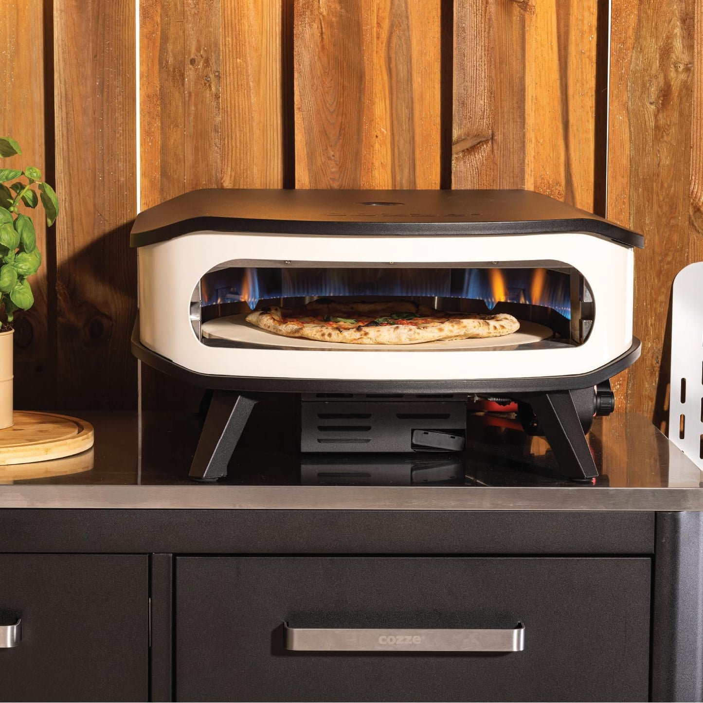 - Four À Pizza À Gaz Avec Pierre Rotative - Puissance 6.0 Kw, Cuisson Parfaite Des Pizzas Ø42.5 Cm, Thermomètre Intégré, Acier Galvanisé