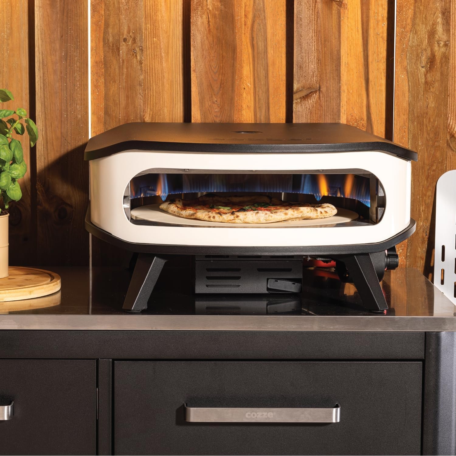 - Four À Pizza À Gaz Avec Pierre Rotative - Puissance 6.0 Kw, Cuisson Parfaite Des Pizzas Ø42.5 Cm, Thermomètre Intégré, Acier Galvanisé