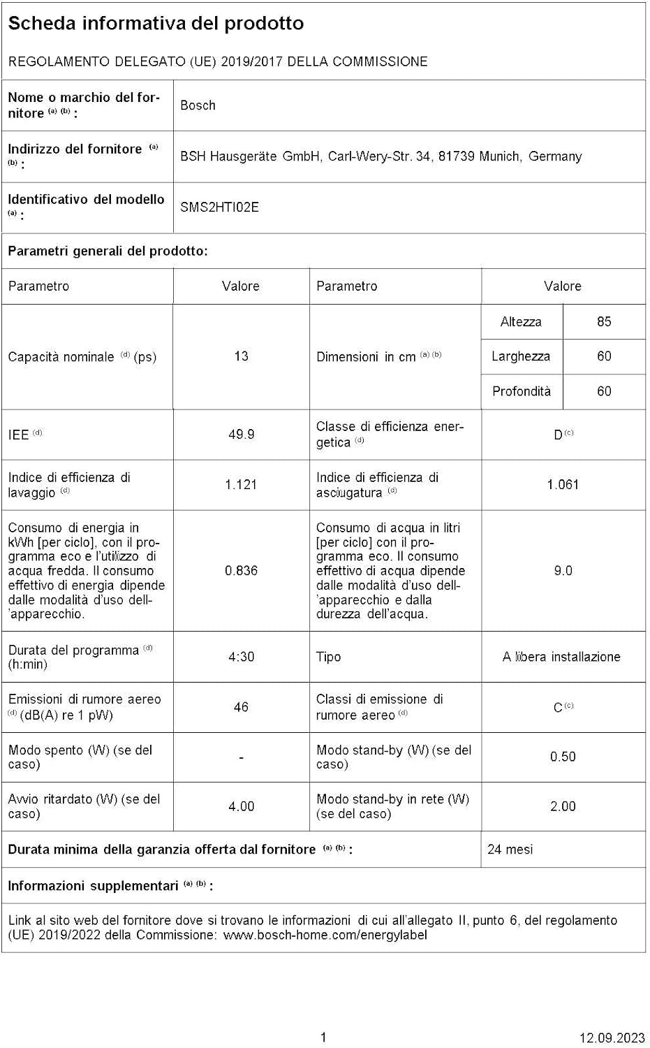 SMS2HTI02E Série 2, Lave-Vaisselle De Libre Installation, Home Connect, Diagnostic À Distance, Assistant Au Lavage, Programme Préféré, Ecodosage, Acier, 60 Cm