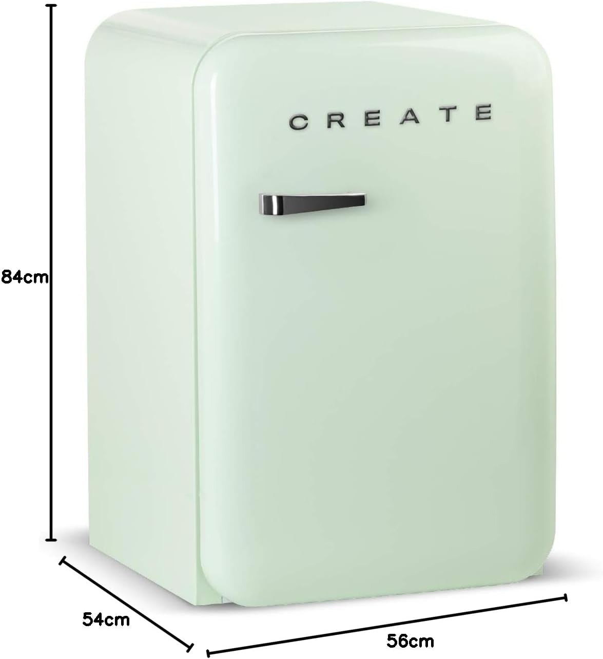/ RETRO FRIDGE 83.5 Silver/Réfrigérateur Vert Avec Poignée Argent/Pratique Et Fonctionnel, Matériaux Résistants