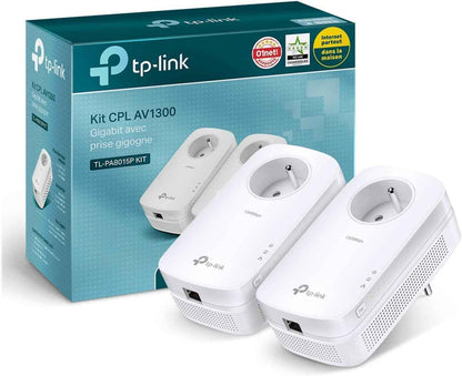 CPL 1300 Mbps Avec 1 Port Ethernet Gigabit Et Prise Intégrée, Kit De 2, 2×2 MU-MIMO - Solution Idéale Pour Profiter Du Service Multi-Tv, 4K Et Des Jeux En Ligne À La Maison (TL-PA8015P KIT) | Compatible Toutes Box Fibre, Plug & Play, Profitez D'Une Connex