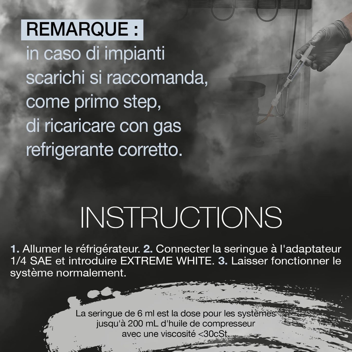 Extreme White – 6 X 12 Ml – Arrêt De Fuite De Réfrigérant Pour Réfrigérateurs Avec Compresseur Hermétique Et R600 – R290 – R134A, Adaptateur SAE 1/4 Inclus