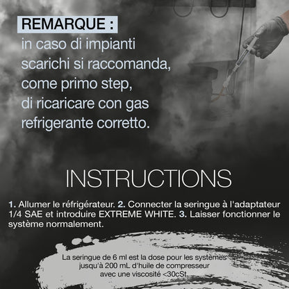 Extreme White – 6 X 12 Ml – Arrêt De Fuite De Réfrigérant Pour Réfrigérateurs Avec Compresseur Hermétique Et R600 – R290 – R134A, Adaptateur SAE 1/4 Inclus