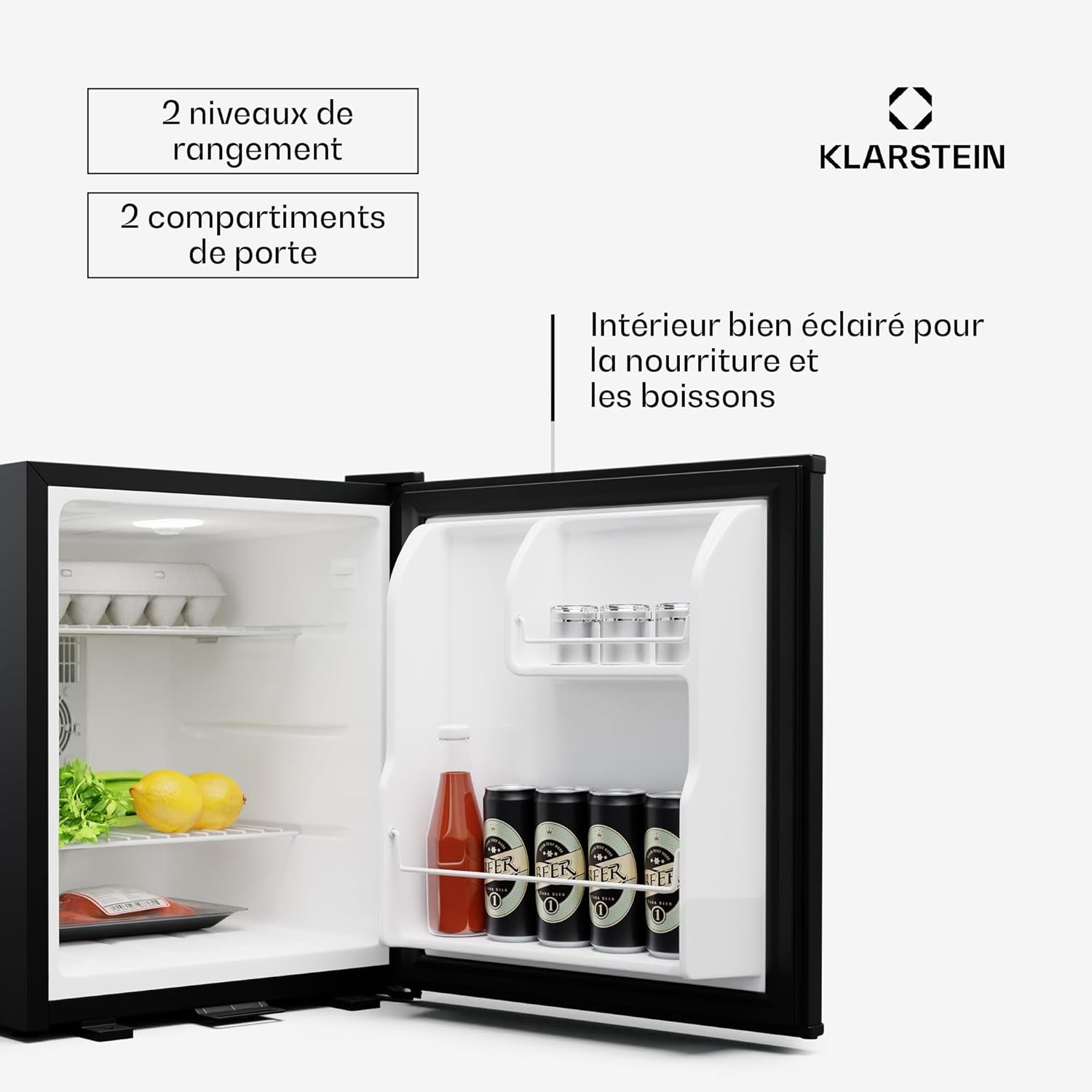 Mini Frigo Et Congelateur De Chambre De 44L, Snacks, Boissons, Petit Frigo Top Silencieux, Mini Bar, Petit Réfrigérateur Camping, Mini Frigo Cosmetique, Refrigerateur Avec Étagères Réglables