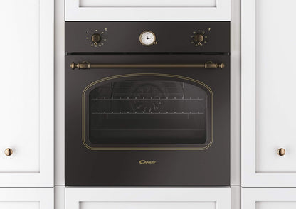 FCC604GH/E Four Électrique Encastré, Ventilé, Capacité 65 Litres, Fonction Pizza, 8 Programmes, 56,8 X 59,5 X 59,5 Cm, Style Rustique, Noir, Classe A+