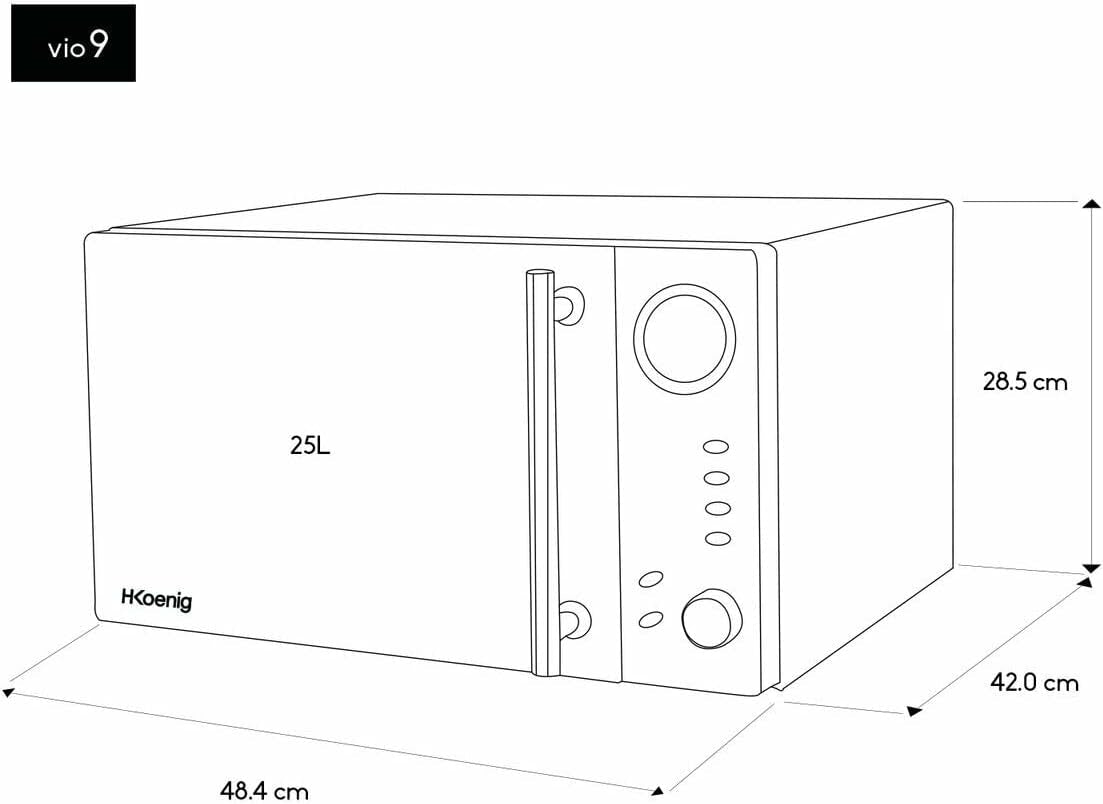 Four Micro-Ondes Grill 2 En 1 VIO9, 25L, Plateau Tournant 27Cm, 10 Modes De Cuisson Jusqu’À 1000W, Décongélation, Cuisson Combinée, Écran LCD [Classe Énergétique A+]