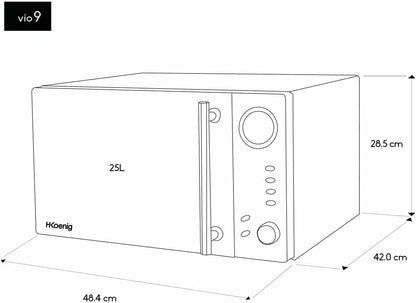 Four Micro-Ondes Grill 2 En 1 VIO9, 25L, Plateau Tournant 27Cm, 10 Modes De Cuisson Jusqu’À 1000W, Décongélation, Cuisson Combinée, Écran LCD [Classe Énergétique A+]