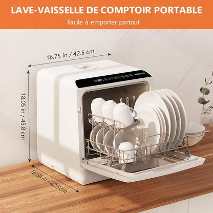 Lave-Vaisselle De Table, Mini Lave-Vaisselle Avec Comman Destactiles À LED, 45CM, 6 Programmes, Lavage Des Fruits, Soins Pour Bébés