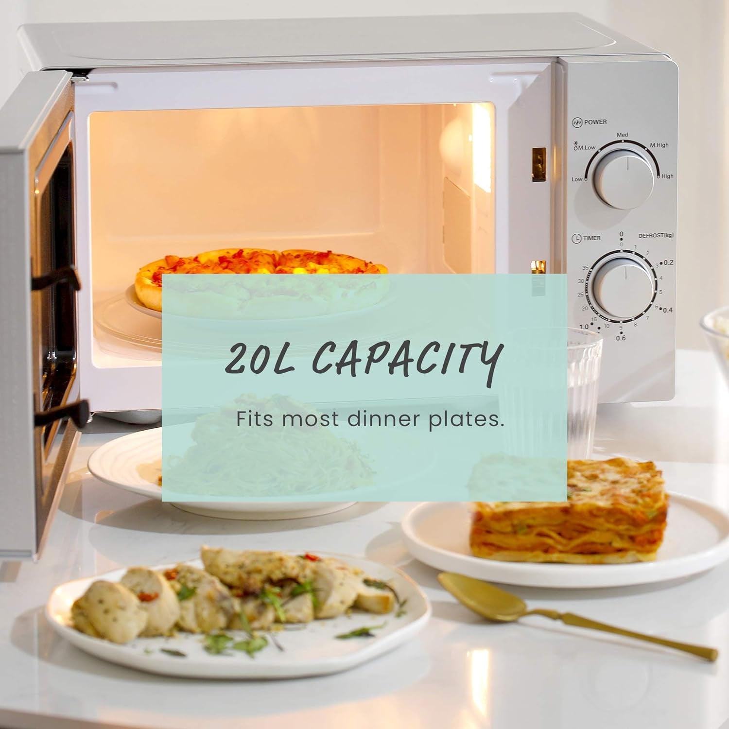 CMSN 20 Si Micro-Ondes, 5 Niveaux De Puissance, Éclairage Intérieur, Dégivrage Facile, Easy Degivrage, Plateau Rotatif À 360 °, 20 L/700 W, Mécanique, Argent