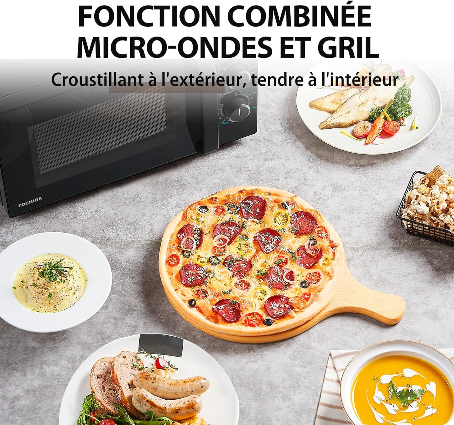 Four À Micro-Ondes 20 L MW2-MG20P(BK), 800W/1000W Grill, Avec Grill Croustillant Et Fonction De Cuisson Combinée, 9 Niveaux De Puissance, Ampoule LED, Dégivrage Facile, Noir