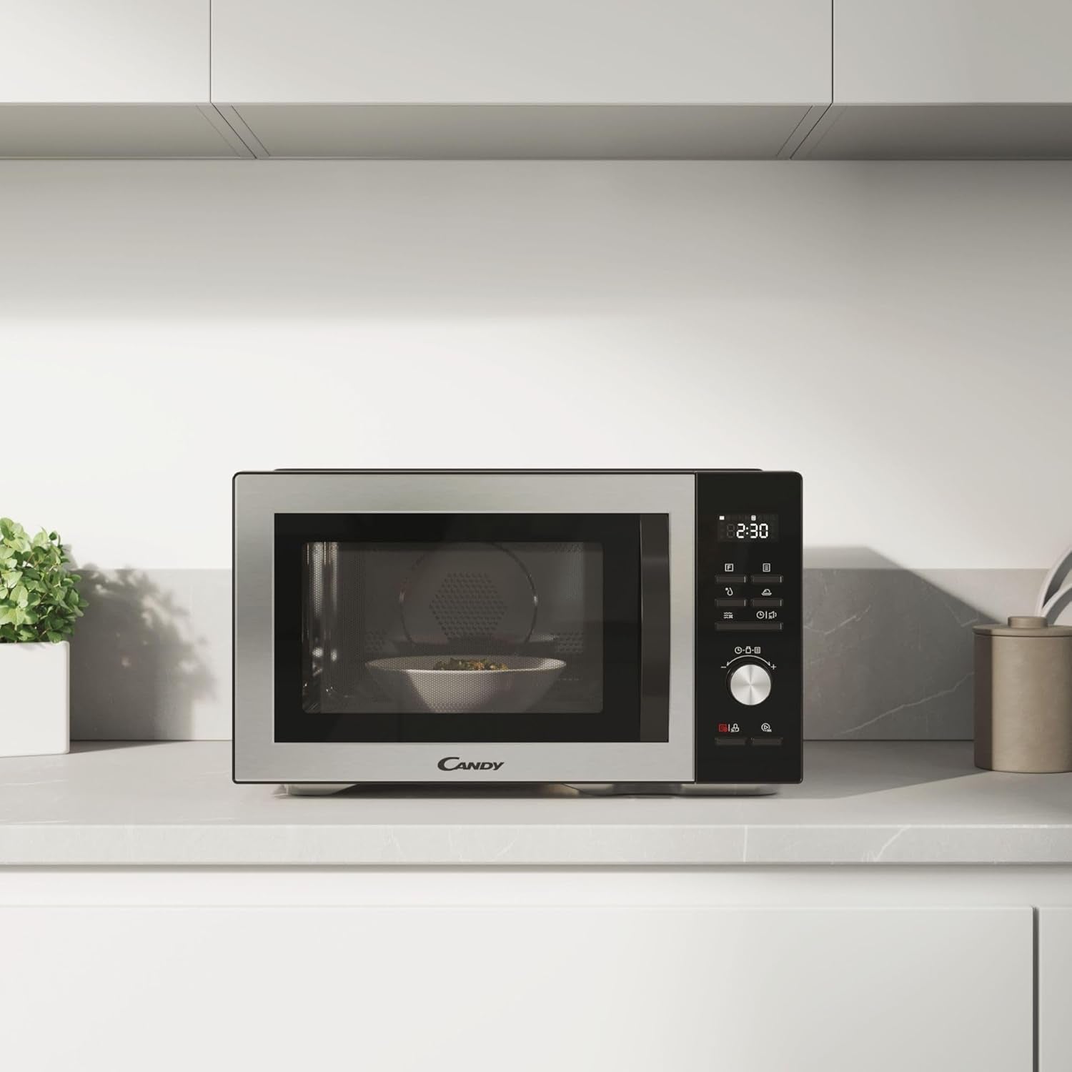 CMCA29EDLB Four Micro-Ondes Gril 1000W, Combiné À Chaleur Tournante, Grande Capacité 29L, Menus Pré-Programmés, Nettoyage Auto, Programmateur Digital, Fonction Décongélation, Noir Silver