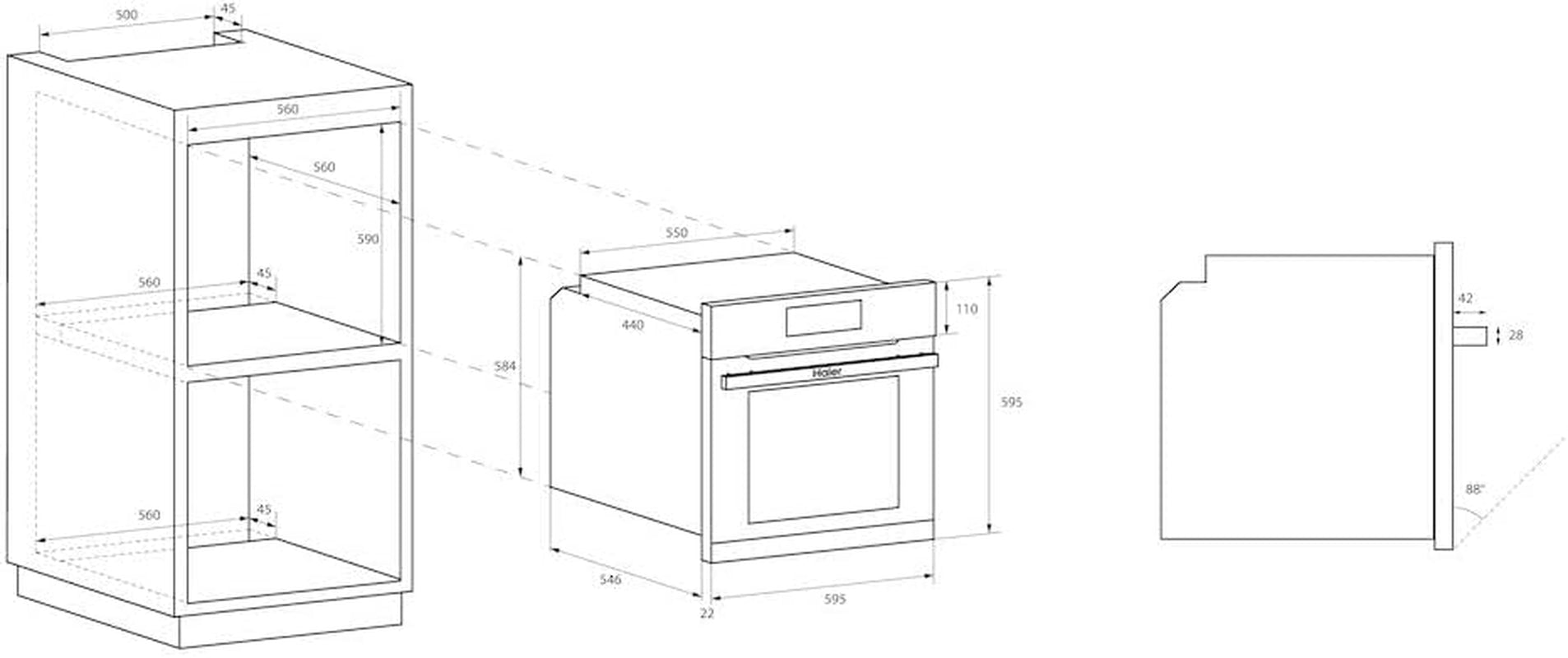 I-TOUCH Série 4 HWO60SM5T9BHD Four Encastrable/Niche 60 Cm/Fonction Wi-Fi/Nettoyage À Pyrolyse / 14 Fonctions Noir