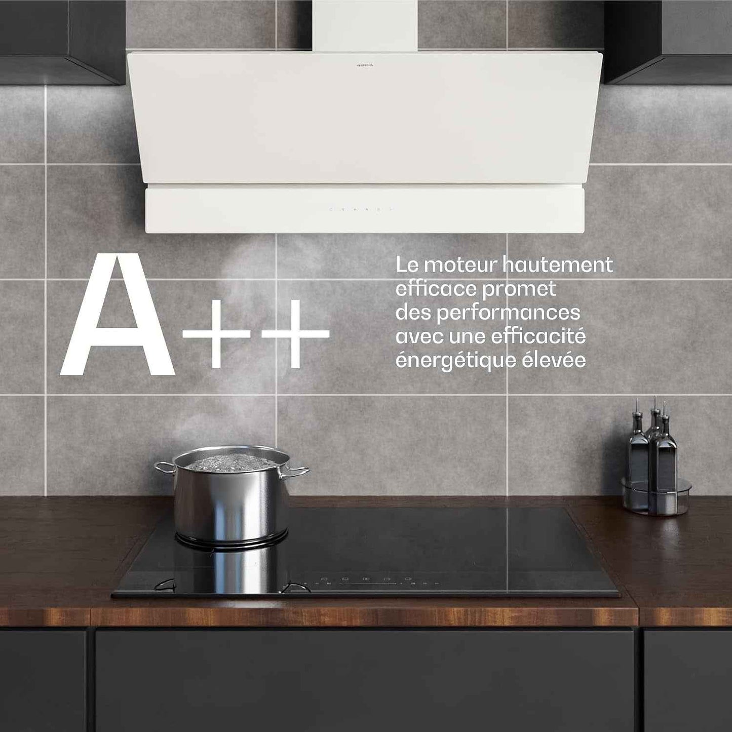 Klarstein Velaire Hotte Aspirante 90 Cm - Hotte Décorative, 820 M³/H, A++ Énergie, Commandes Tactiles, LED, Filtre Charbon, Silencieuse, 3 Vitesses + Boost, Hotte Cuisine Moderne, Blanc