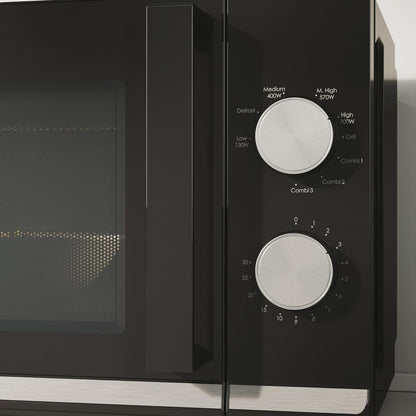 Moderna CMG20TNMB Four Micro-Ondes 700 W 20L , Fonction Gril, Fonction Décongélation, 20 Litres, Plateau Tournant 24,5Cm, Noir & Silver