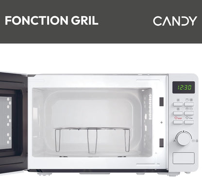 Idea CMGA20SDLWLI Four Micro-Ondes Gril 700W 20L Digital, Fonctions Gril Et Décongélation, 8 Menus Auto, Cuisson Express, Plateau Tournant, 5 Niveaux De Puissance, Grille Métal, Blanc