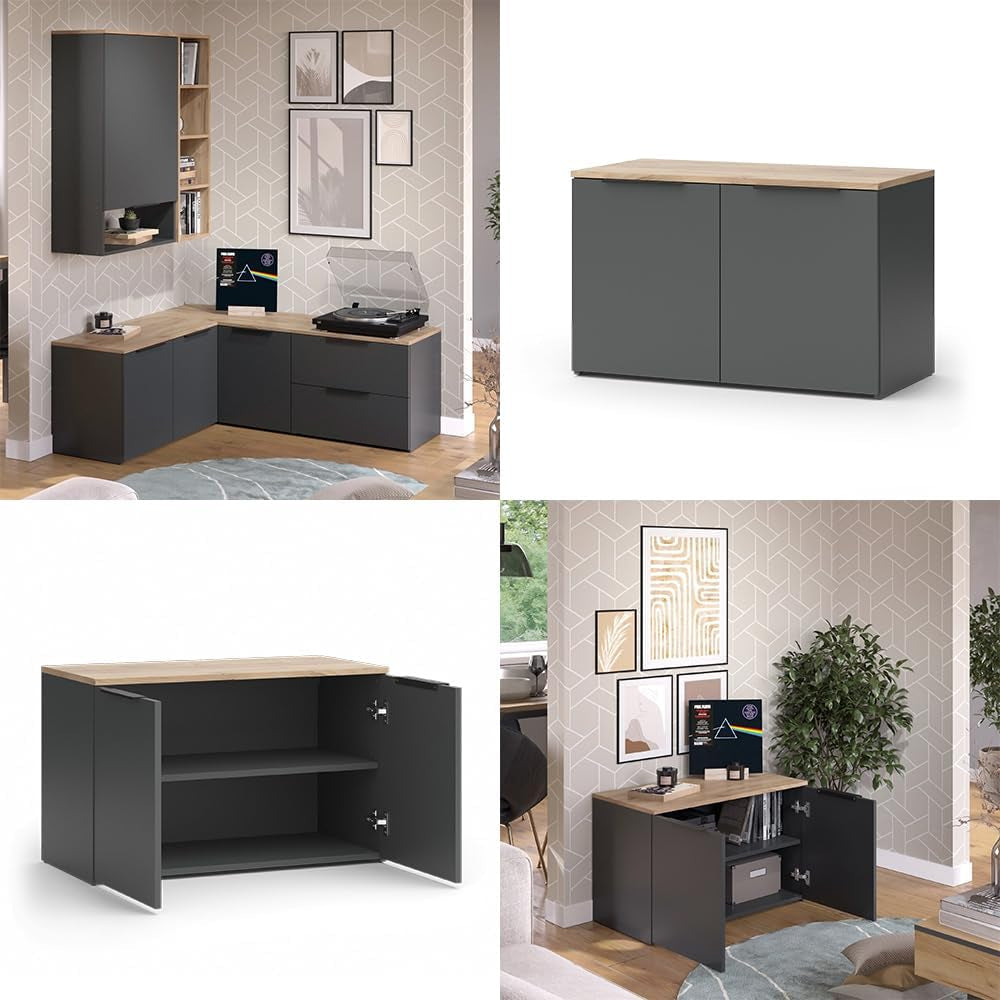 Sideboard Wido, Anthracite, 80X50Cm | Avec 2 Portes, Convient Pour Le Rangement Des Vêtements Et Des Articles Ménagers