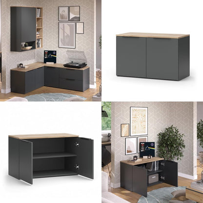 Sideboard Wido, Anthracite, 80X50Cm | Avec 2 Portes, Convient Pour Le Rangement Des Vêtements Et Des Articles Ménagers