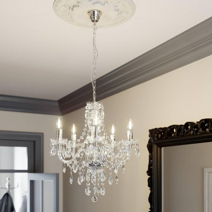 Lustre Merida À Intensité Variable (Antique, Classic) En Transparent E. A. Pour Salon & Salle Manger (À 5 Lampes E14) Suspension Suspension Lustre Lampe Plafonnier