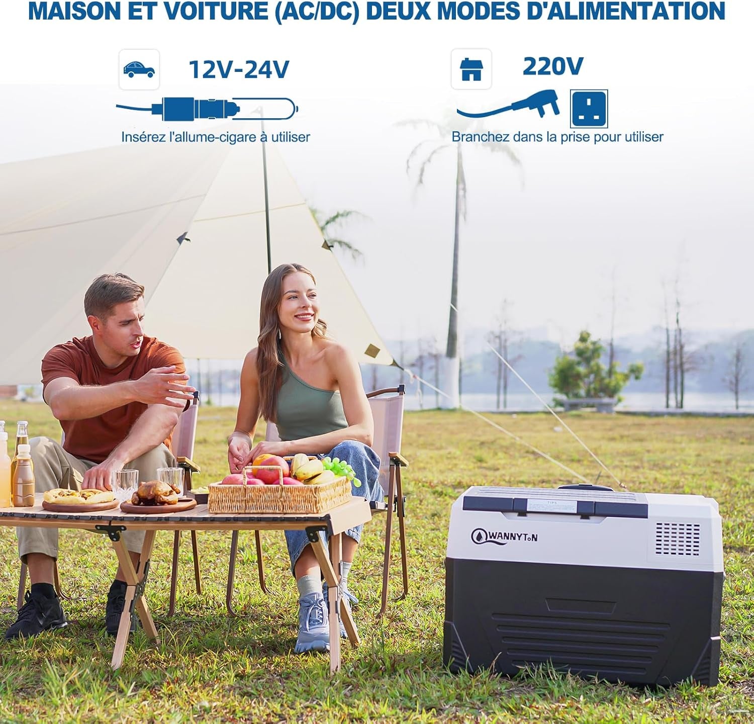 Glacière Électrique Voiture, 48 L, Mini Frigo, Glacière À Compression, 12/24/100-240 V, Réfrigérateur Portable Pour Voiture, Camion, Bateau, Camping-Car