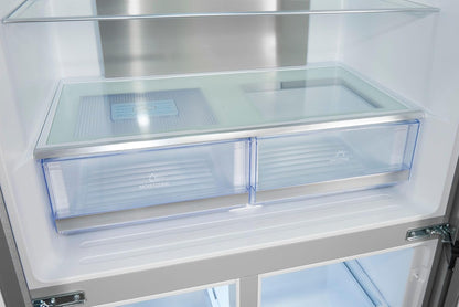 Exquisit MD430-100-WS-200E Stand Kühl-Gefrierkombination, 84Cm Breit, 432 L, Nofrost, Wasserspender, Inoxlook-Az