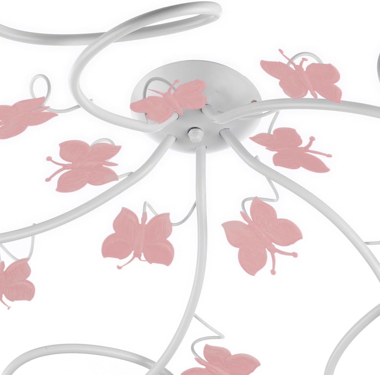 4924/PL5 Plafonnier, Métal Verre, Blanc/Rose, 5 Luci