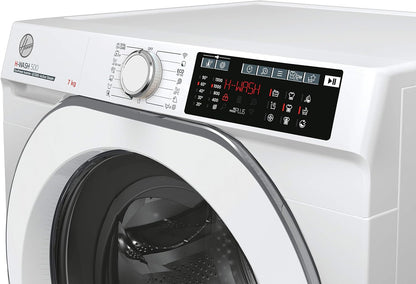 HW4 37AMC/1-S H-WASH 500 Machine À Laver Intelligente 7 Kg, 1300 Tours, Wi-Fi + Bluetooth, Charge Avant, Fonction Vapeur, Moteur Onduleur, 60 X 45 X 85 Cm, Blanc, Classe A