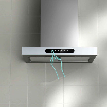 Hotte Décorative Class A+++ 60Cm 650M³/H Tactile Et Wifi Connectée 4 Vitesses&Fonction Boost Avec Filtre Charbon Affichage Numérique Recyclage Ou Evacuation Blanche CBCW6102