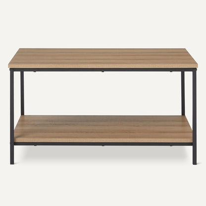 Table Basse, Rectangulaire, Avec Étagère Inférieure, Table D’Appoint De Salon, Style Moderne, Chêne, 50,5Cm X 80Cm X 42Cm