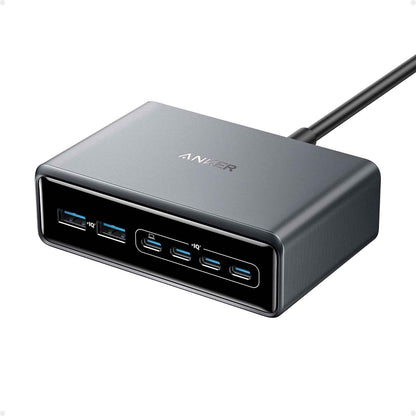 Prime Chargeur USB C Gan 200W, Station De Recharge 6 Ports | Chargeur De Bureau Rapide USB C PD, Pour Iphone 17/17 Plus/17 Pro Max/16/15/14/13, Samsung, Macbook, Dell Et Autres