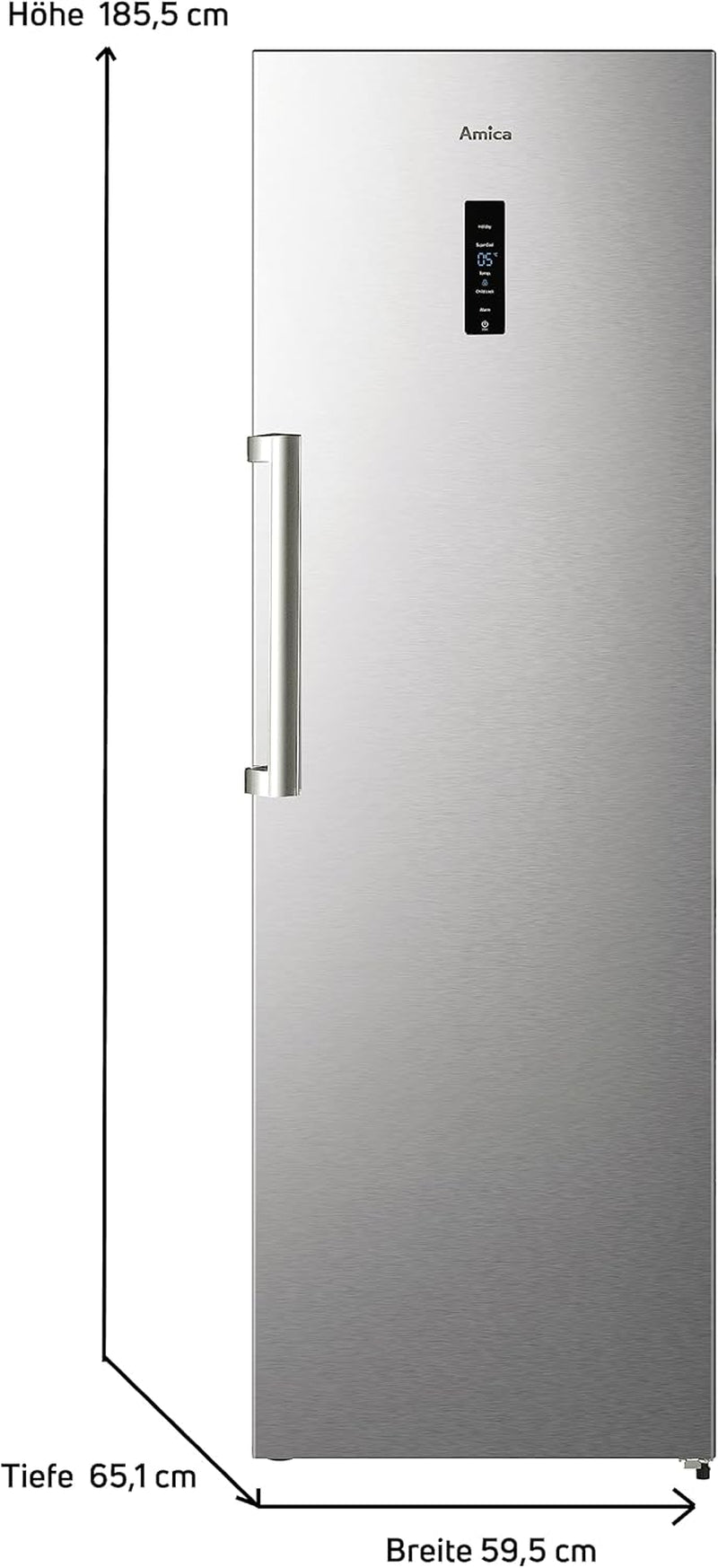 Amica VKS 358 150 E Vollraum-Kühlschrank, 60 Cm Breit, 370L, Holiday-Schaltung, Nofrost, Edelstahloptik