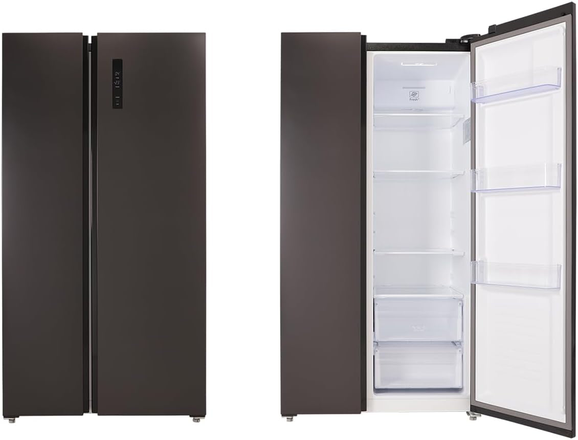 Respekta Réfrigérateur-Congélateur Côte À Côte En Acier Noir AC178BS-18 / H:178 Cm L:91 Cm/Compartiment Réfrigérateur De 331 L/Congélateur De 174 L/Technologie No Frost Intégrée.