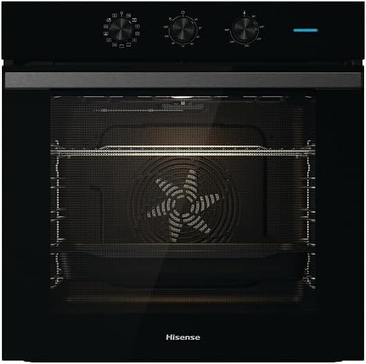 Hisense BI64111AB Four Multifonction Thermoventilé, Cavité XXL 77 Litres, 12 Fonctions De Cuisson, Nettoyage D'Eau Propre, Classe A, Préchauffage Rapide, Fonction Pizza 300 °C, Air Fry
