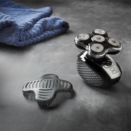 Rasoir Électrique [Spécial Tête Rasée/Chauve] RX5 Ultimate (Ultra Rapide & Facile, 5 Têtes Rotatives Flexibles, Résultat Précis, Utilisation Sans Fil 50Min,Wet&Dry) Tondeuse XR1501
