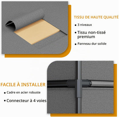 Commode Chambre En Tissu, Cadre En Métal, Meuble 4 Tiroirs Rangement Pour Chambre À Coucher, Salon, Couloir Et Entree - Gris