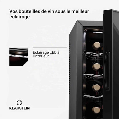 Cave À Vin Autonome 1 Zone, Petit Réfrigérateur À Boissons, Petite Cave À Vin, Petite À Avec Porte Vitrée, Réfrigérateur À Boissons Intérieur/Extérieur, À 12 Bouteilles