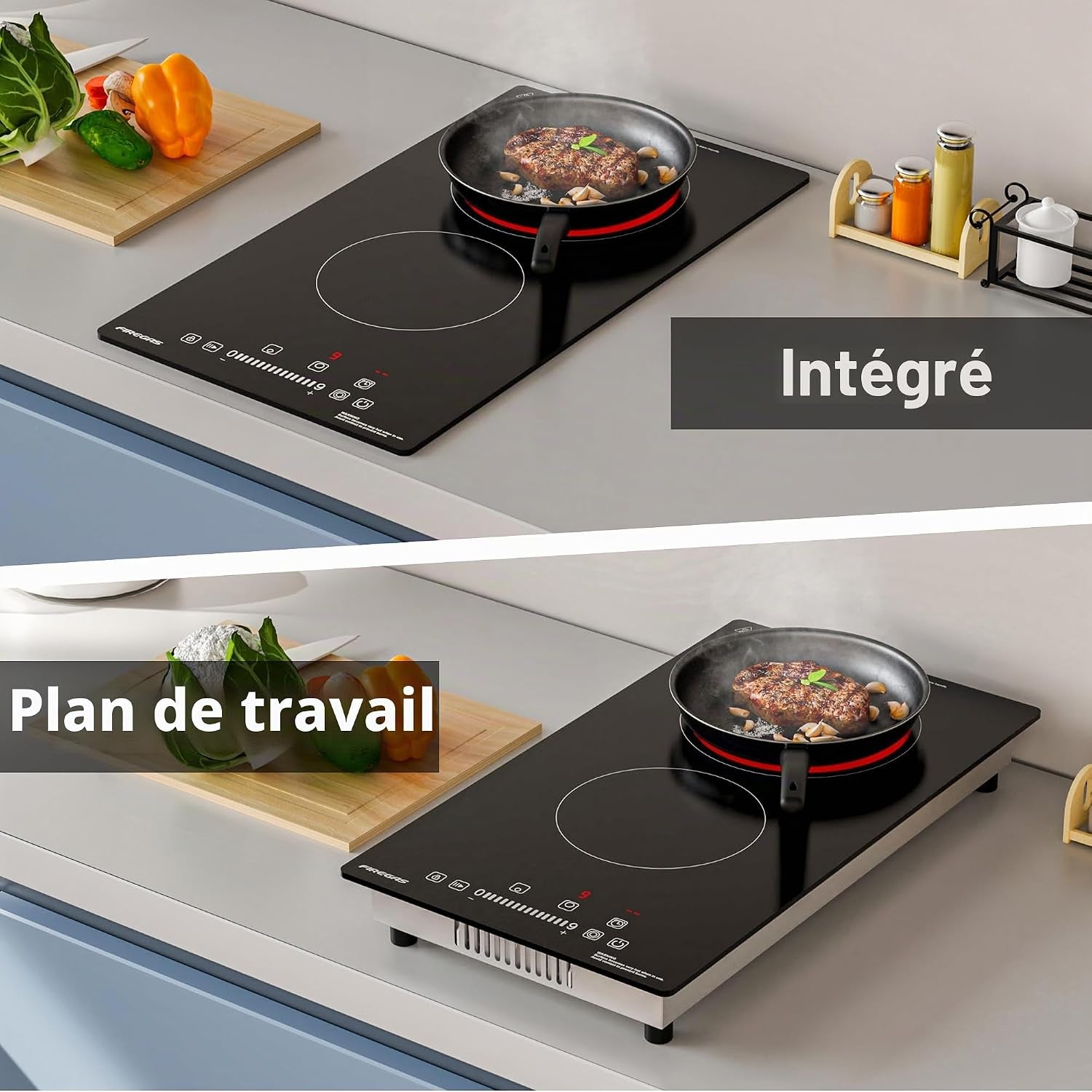 Plaque Vitrocéramique 2 Feux Encastrable – 3400W, 9 Niveaux De Puissance, Minuteur, Arrêt Automatique, Verrouillage Enfant, Indication De Chaleur Résiduelle