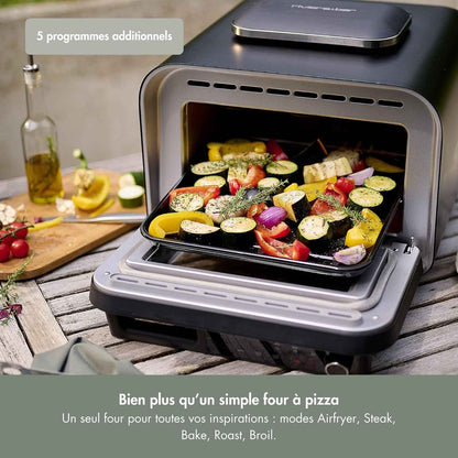 Riviera&Bar Four À Pizza - Four Compact Et Polyvalent, Haute Température - Programmes Variés Dont Air Fryer, Écran Digital Intuitif - Utilisation Intérieure Et Extérieure - Accessoires Inclus
