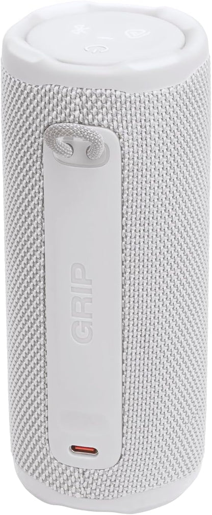 Grip, Enceinte Bluetooth Compacte, Blanc | AI Sound Boost, Étanchéité IP68, Éclairage D’Ambiance, 14 H D’Autonomie, Connexion Multi-Enceintes Auracast, App  Portable