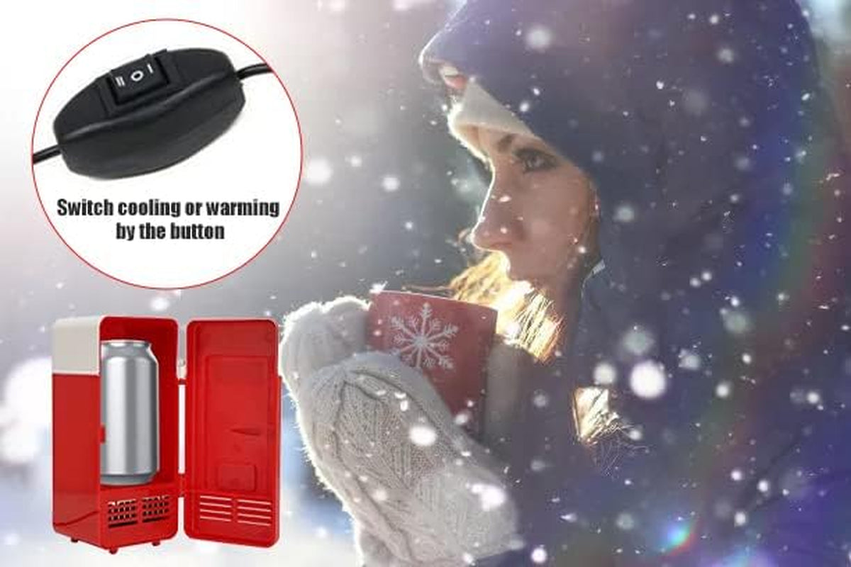 Réfrigérateur/Réchauffeur Portable USB, Refroidisseur De Réfrigérateur Compact Mini USB À Refroidissement Isolé, À Faible Décibel À Économie D'Énergie Boisson Minibar Pour Voiture Bureau(Rouge)