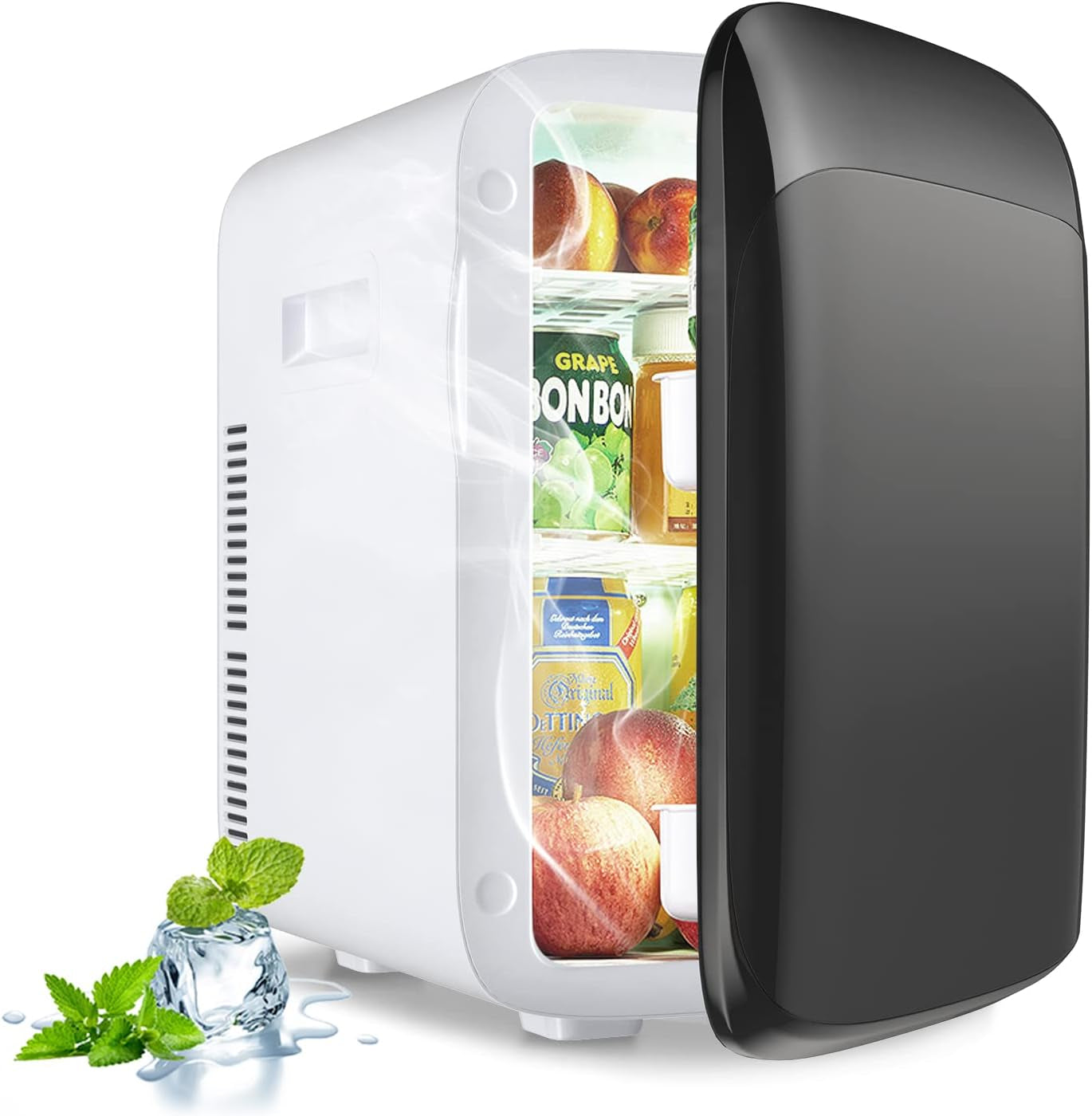 Mini Réfrigérateur 15L Portable Pour Utilisation Ménager Automobile, Mini Frigo Réfrigerateur 1 Porte Avec Refroidissement Chauffage Pour Toutes Saisons (Black)