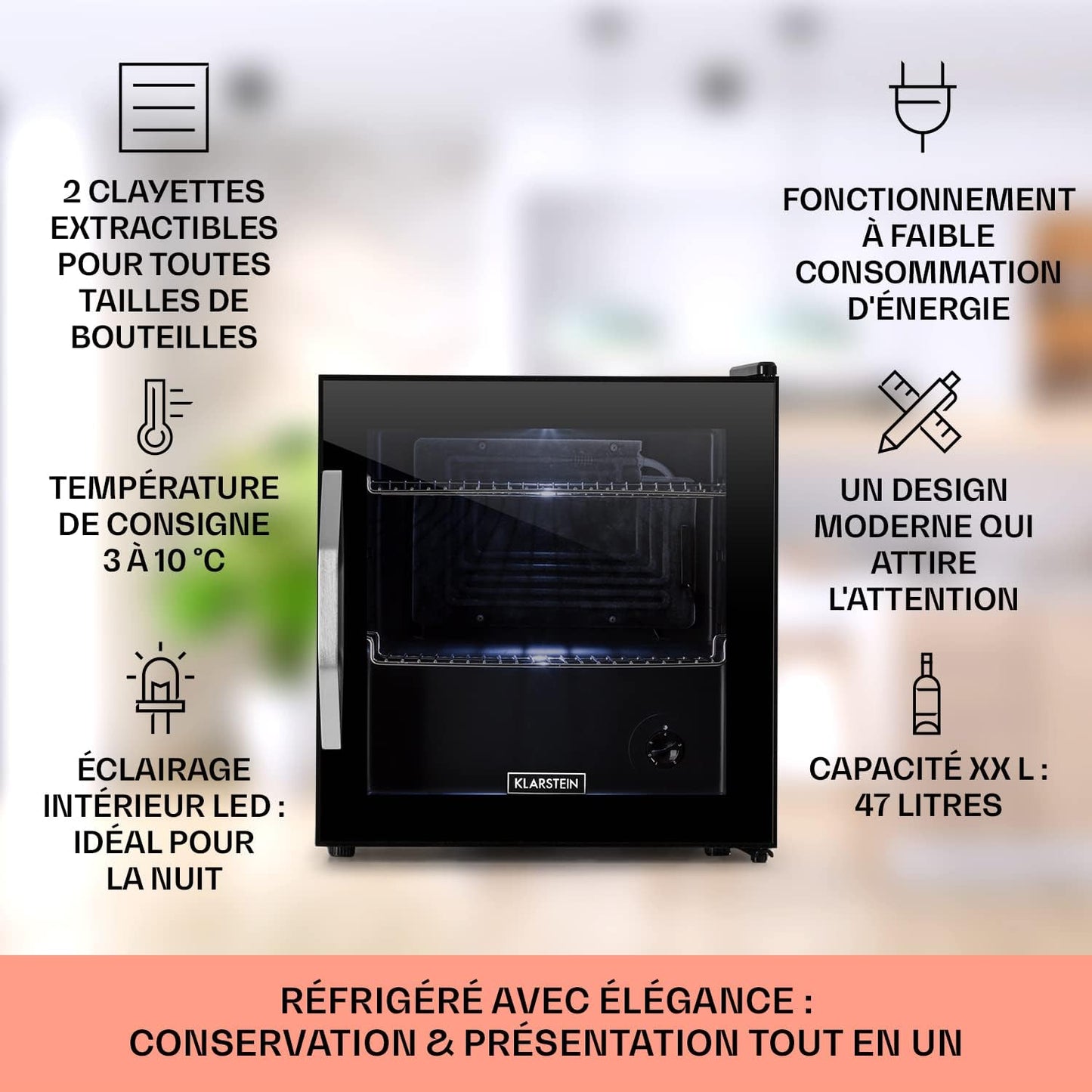 Mini Frigo De Chambre Et Bureau Pour Boisson, Petit Frigo Silencieux, Refrigerateur Mini Bar 47L, Petit Réfrigérateur Camping, Étagères Réglables Pour Le Vin, Cannette, Beer Fridge