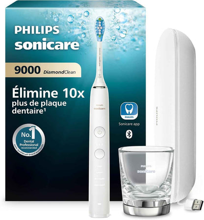 Diamondclean 9000 - Brosse À Dents Électrique, 4 Modes De Brossage, 3 Niveaux D'Intensité, Capteur De Pression, Connecté À L’Application, Étui De Voyage USB, Blanc, Modèle HX9911/27