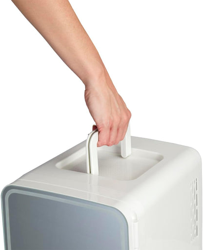 SCMF10W, Mini Frigo Cosmétique 9L, Refroidissement Et Chauffage, Miroir Avec LED, Etagères, Blanc