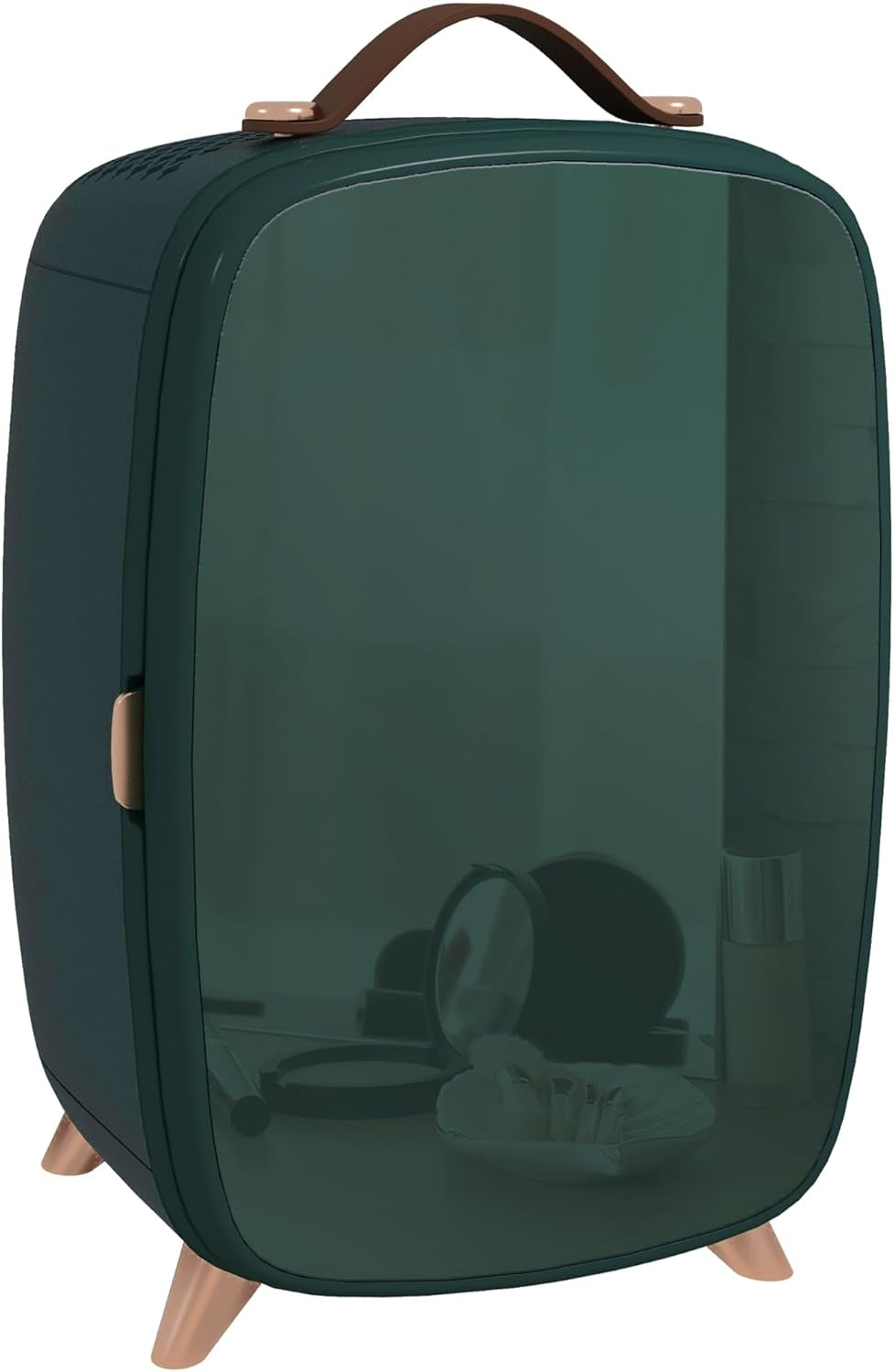 Mini Réfrigérateur 6 L - Réfrigérateur Cosmétique Avec Étagère De Rangement, Réfrigérateur De Beauté Avec Poignée, Pieds Pour Cosmétiques, Boissons, Vert Foncé