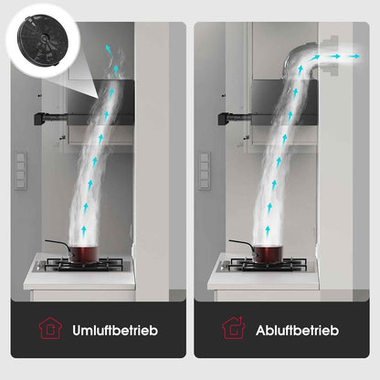 BR60BP Hotte Aspirante 60 Cm Umluft, Hotte Intégrée À Écran Plat 335 M³/H, Hotte Abstrait À Extraction À Plat Noire Avec Filtre À Charbon Actif CF132