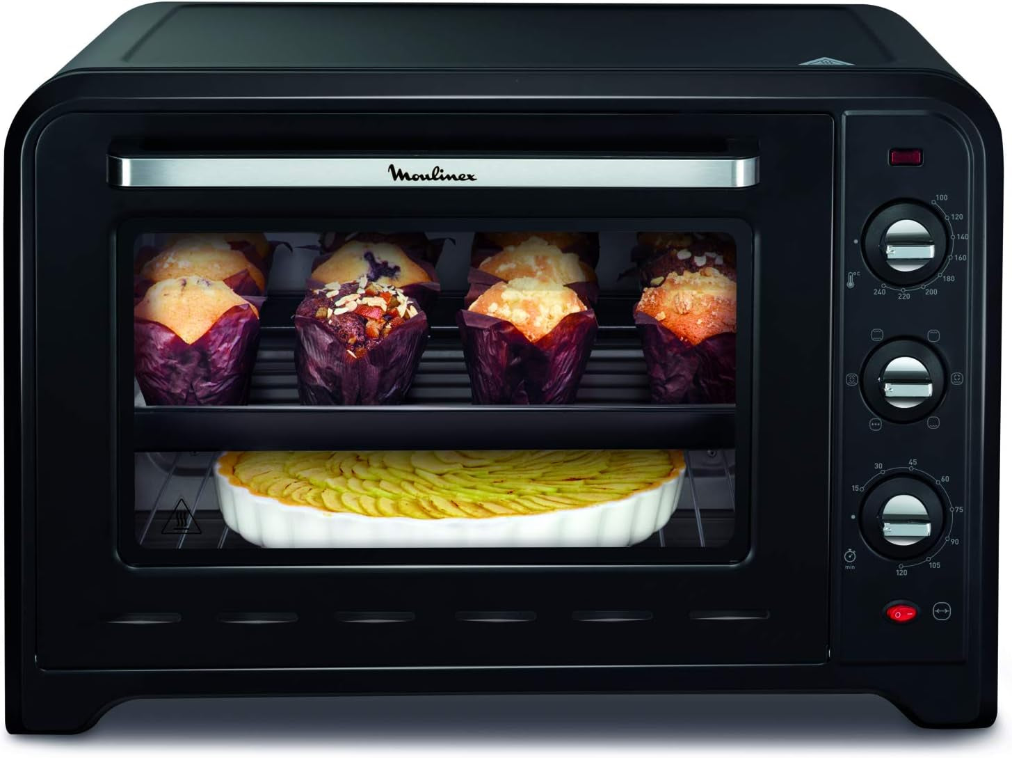 Four À Convection Électrique, 60 L, 2200 W, Thermostat Jusqu'À 240 Degrés, 7 Modes De Cuisson, Pain, Pizza, Tartes, Pâtisseries, Optimo, Noir YY2917FB