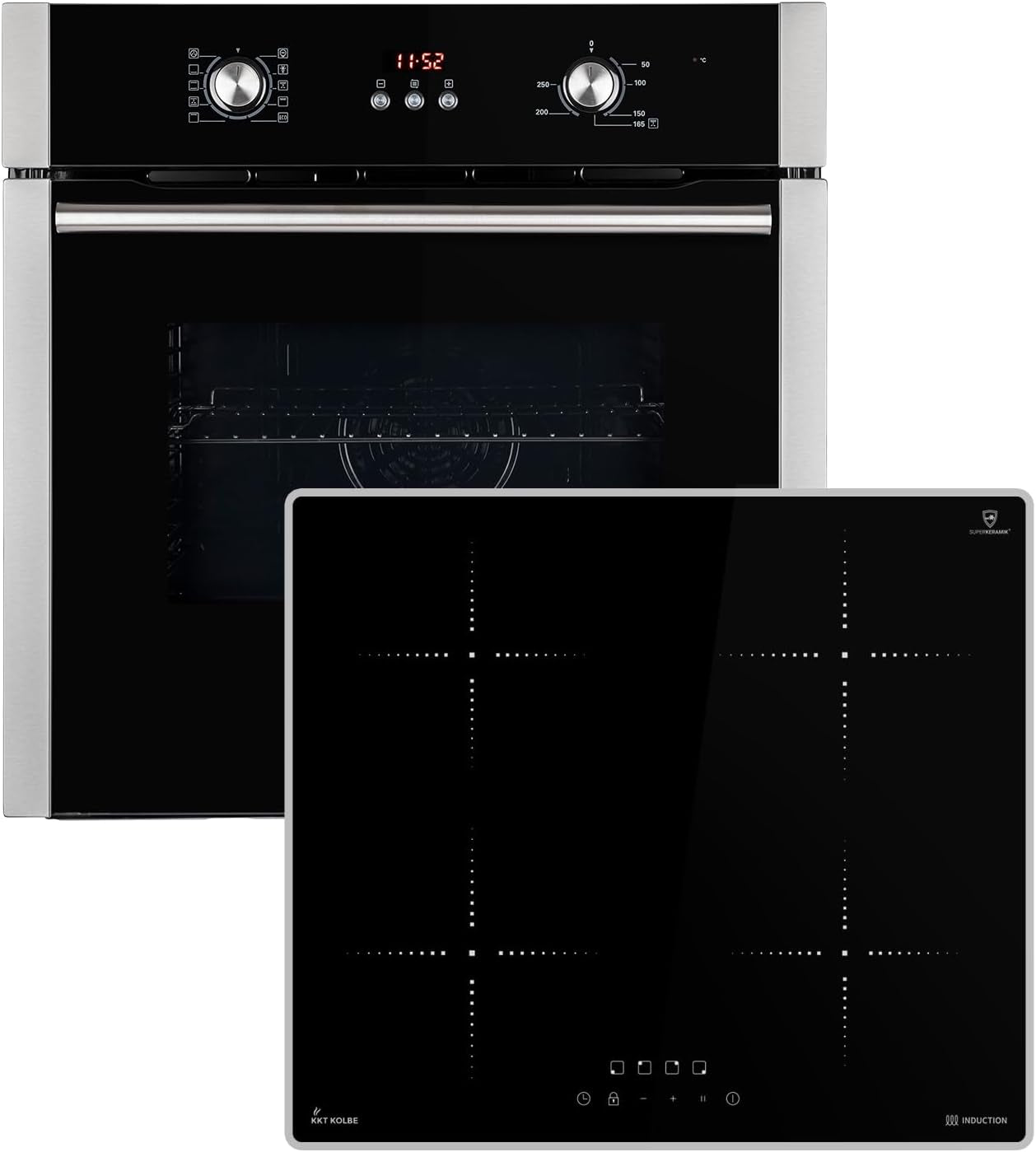 Cuisinière: Four Encastré 60Cm BO8805SS + 59Cm Plaque À Induction IH85900ED | Grill | Air Chaud | Minuterie Automatique | Vitrage D'Isolation Thermique 2 Voies | Verrouillage Enfant | Interrupteur |