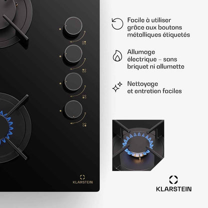 Klarstein Tables De Cuisson À Gaz, Plaque De Cuisson Gaz À 4 Brûleurs, Table De Encastrable À 4 Feux De 8800W, Cuisiniere Gaziniere Avec Brûleurs En Acier Inoxydable, Cuisinières GPL