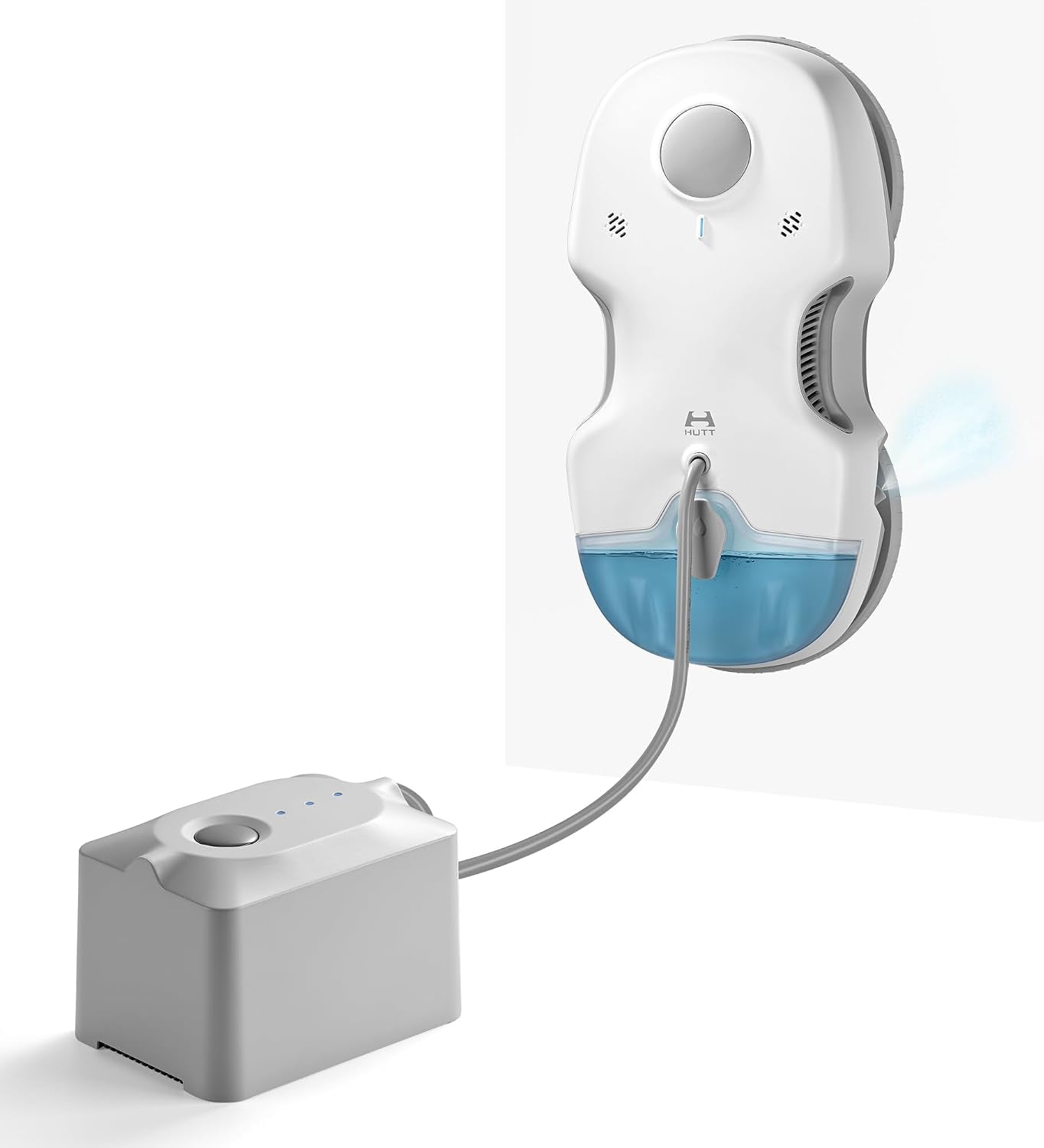 S7 plus Robot Nettoyeur De Vitre Avec Alimentation Portable, Robot Lave Vitre Sans Fil Avec Gicler L'Eau Automatique, Tampons Dual Moteur Flottant 3D, Protection Multiples, Télécommande