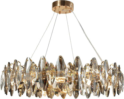 Lustre Moderne À LED Cristal De Luxe,Plafonnier En Cristal Ovoïde Étincelant Or,8Xe14 Suspensions De Salon,8-Flammes